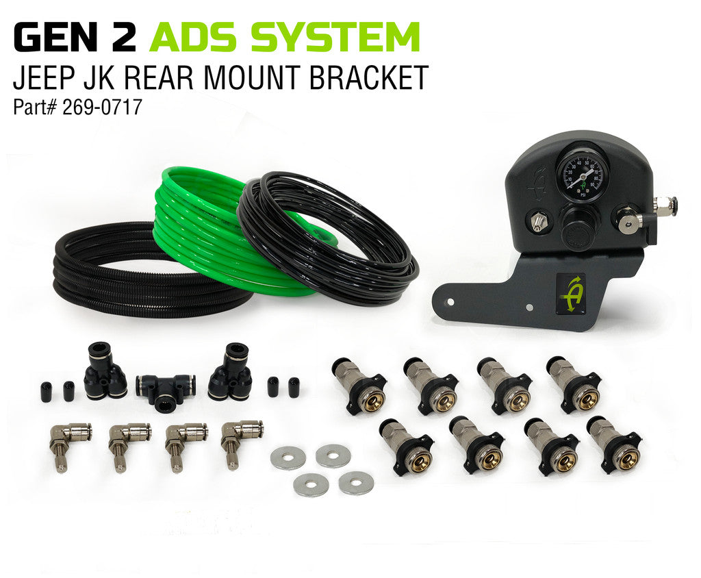 Up Down Air 4 Tire Inflation System - Jeep Wrangler JK & JKU Engine Bay Mount Driver Side Rear