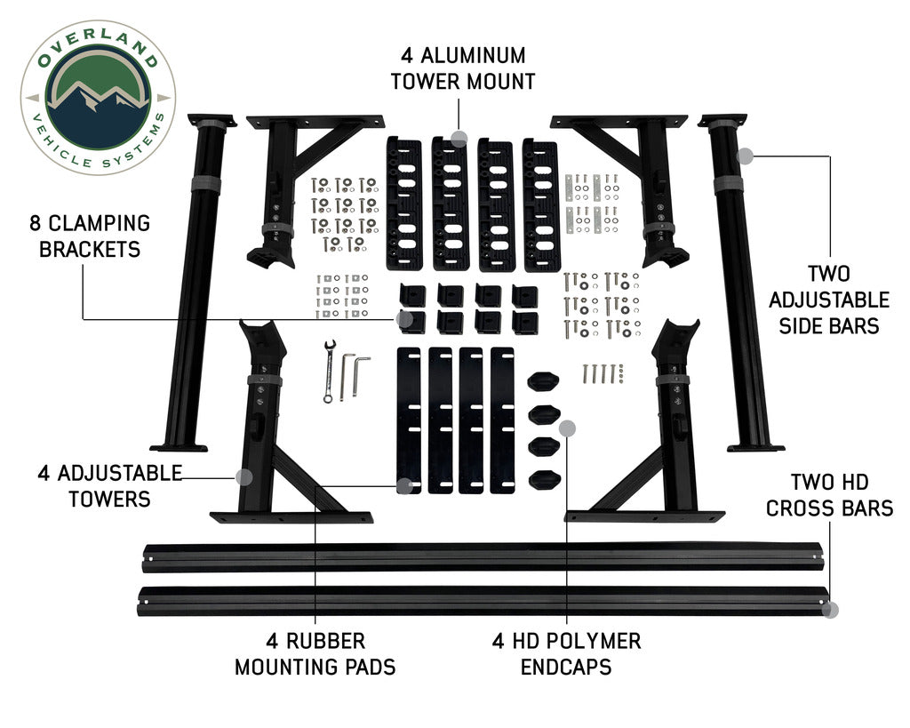 Overland Vehicle Systems Freedom Rack with Cross Bars and Side Supports