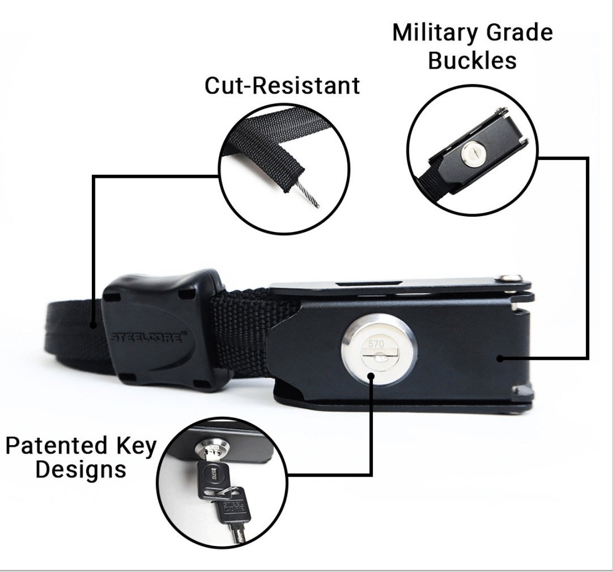 SteelCore Universal Security Strap - 12ft Pair