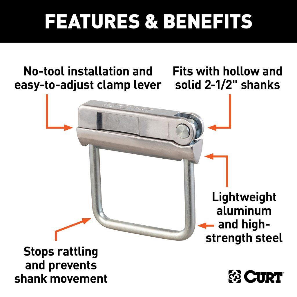 Curt No-Tool Anti-Rattle Hitch Clamp