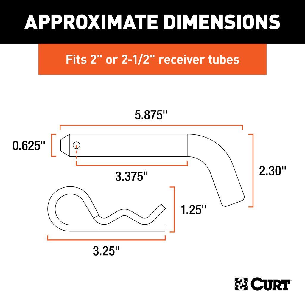 Curt 5/8" Hitch Pin (2" or 2-1/2" Receiver, Zinc)