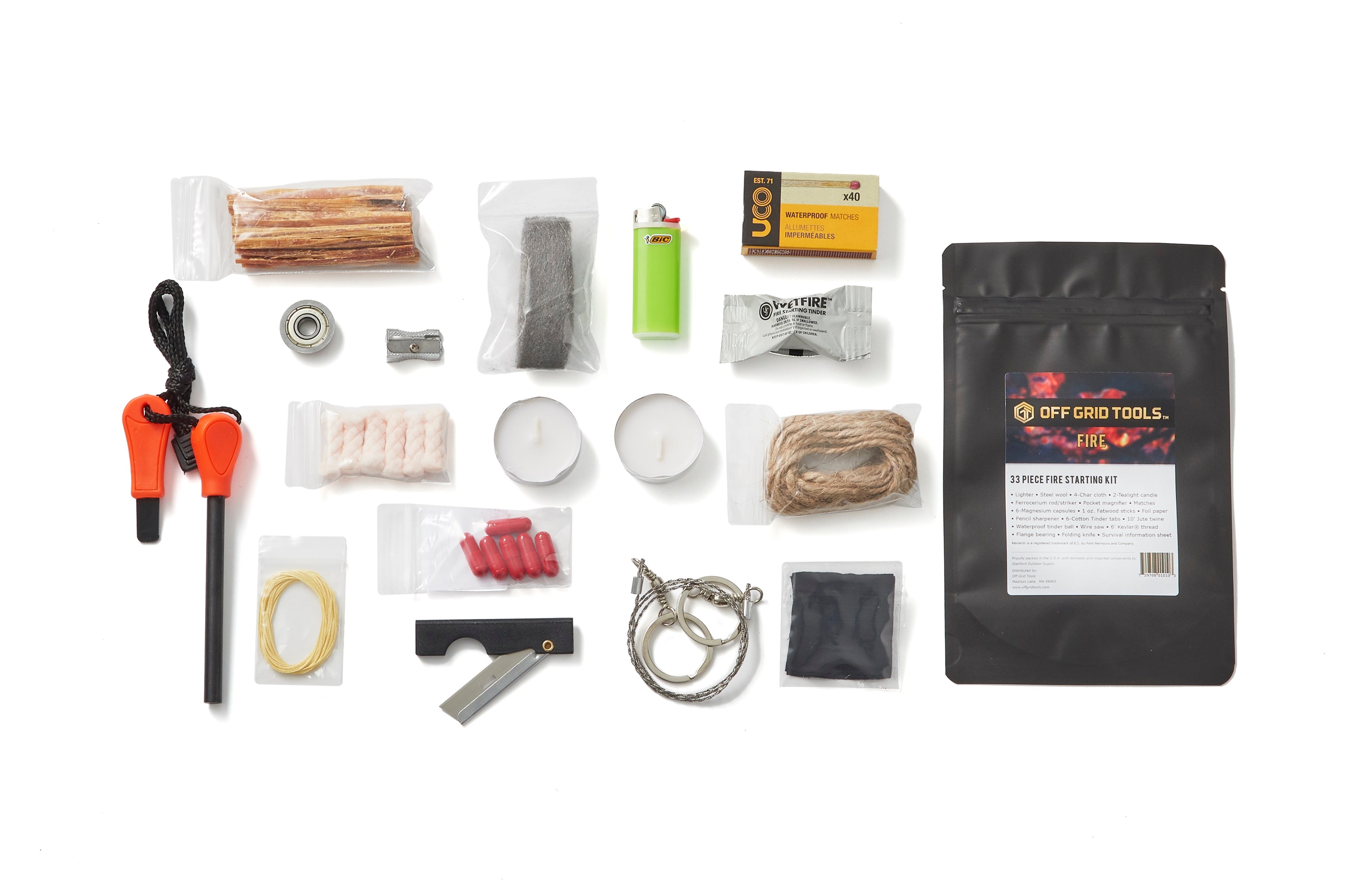 Off Grid Tools 33 Piece Fire Starting Kit